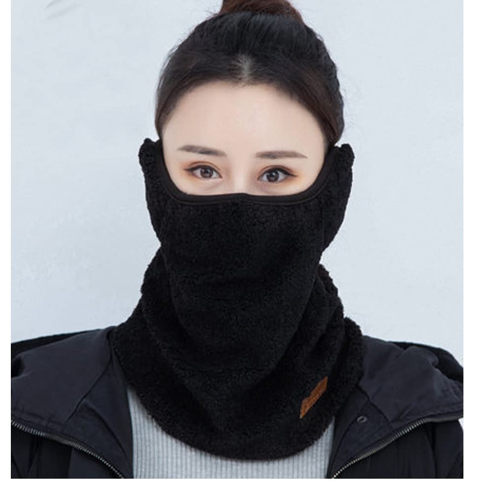 Aisemny 3-in-1 Cold Weather Half Face Cover with Earmuffs, Reusable Windproof Outdoor Cotton Face_Mask for Men Women (black)