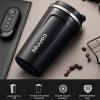 RANANIM Travel Coffee Mug with Lid, Double Wall Vacuum Insulated Stainless Steel Tumbler to Keep Hot/Ice Coffee for Party, Camping, Car (Gentleman Black) view 2