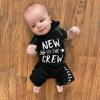 HINTINA Infant Baby Boys Spring Summer Clothes New To The Crew Camouflage Camo Hoodie Bodysuit Pants Outfits Set 3-6 Months view 2