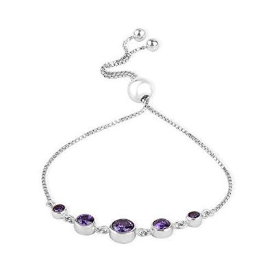 Frienemy Presents Precious-Moments Sterling Silver Jewellery Cubic-Zirconia Sliding Bolo Bracelet for Women #Frienemy-118