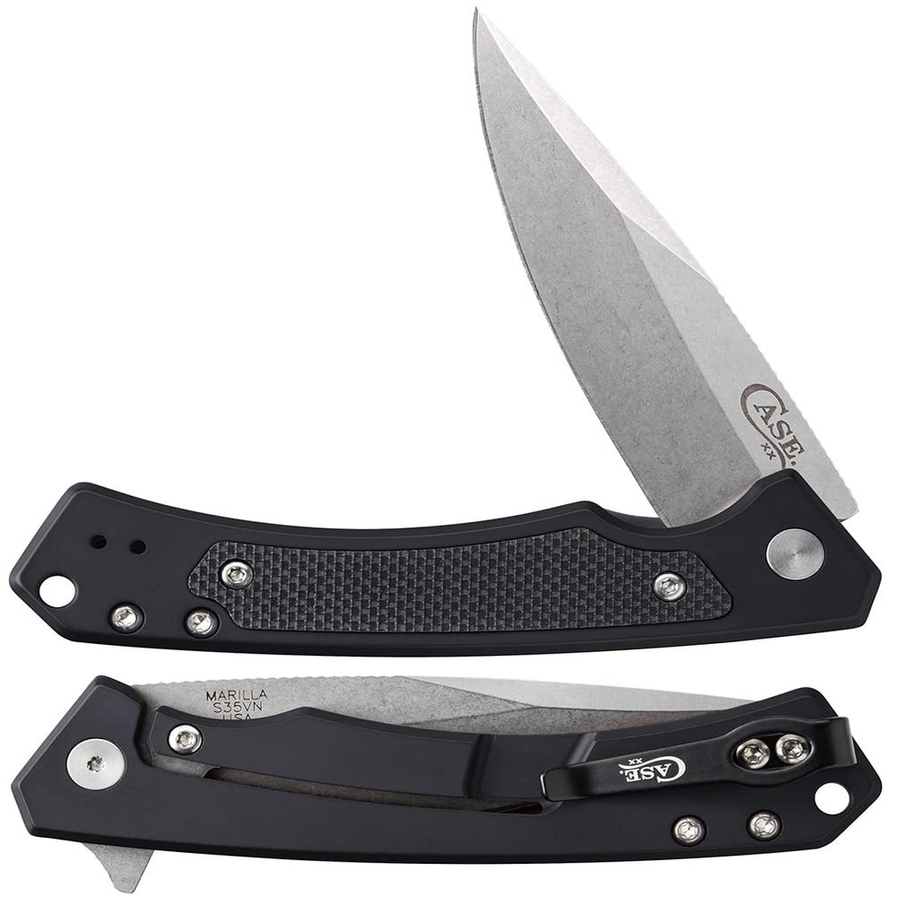 Case XX WR Pocket Knife Marilla EDC, S35VN Drop Point Blade, Black Anodized Aluminum Handle W/Clip #25880 (MARILLA) 4 3/4" Inches Closed