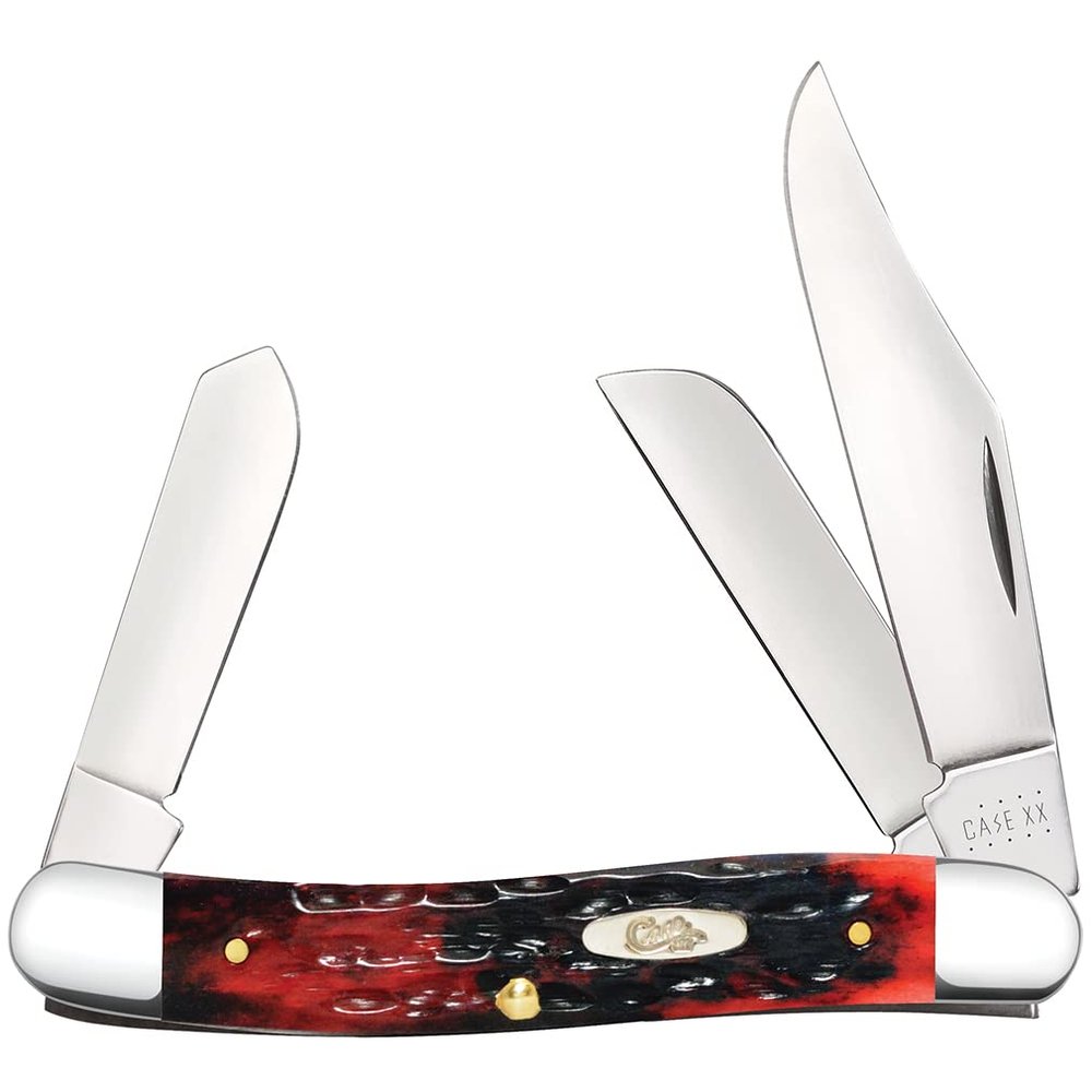 Case XX WR Pocket Knife Stockman Crimson Jig Bone Item #22826 (6347 SS) 3 7/8" Inches Closed
