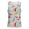BAIKUTOUAN Beautiful Koi Fish Men's Tank Top Casual T-Shirts Sleeveless Funny Tees Beach Shirt Print view 2