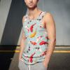 BAIKUTOUAN Beautiful Koi Fish Men's Tank Top Casual T-Shirts Sleeveless Funny Tees Beach Shirt Print view 4
