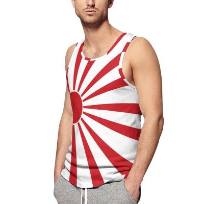 BAIKUTOUAN Japanese Rising Sun Flag Men's Tank Top Casual T-Shirts Sleeveless Funny Tees Beach Shirt Print