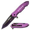 Blue Steel Perfect Personalized Engraved Pocket Knife For Everyday Carry - Perfect Valentines Gift for Boyfriend Husband Anniversary Birthday MT-927PK (Purple) view 1