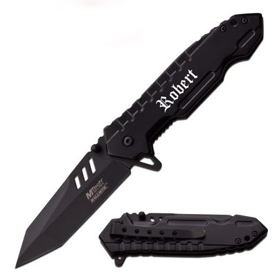 Blue Steel Perfect Personalized Engraved Pocket Knife For Everyday Carry - Perfect Valentines Gift for Boyfriend Husband Anniversary Birthday MT-927PK (Black)