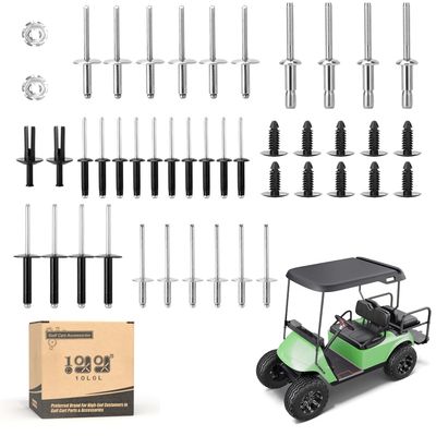 10L0L Golf Cart Complete Body Metal Rivet Hardware Kit for 1994+ EZGO TXT Gas/Electric with Extra 10 PCS Plastic Fastener Tree Rivets
