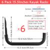 Naikozmo 6 Pack Kayak Storage Hooks, 15.5 Inch Wall Mount Canoe Hangers, Heavy Duty Snowboard Storage Rack Holds Up to 100lbs, Black+Red, 15.5Inches x 10.5'' view 2