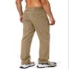 Pudolla Men's Workout Athletic Pants Elastic Waist Jogging Running Pants for Men with Zipper Pockets (Dark Khaki Large) view 3