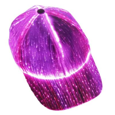 LED Optical Fiber Light-Emitting hat Club Trend Black and White Couples Light-emittingoutdoor Light Cap Baseball Cap (White-LED Seven Color)
