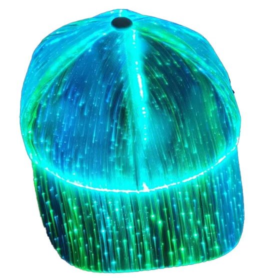 LED Optical Fiber Light-Emitting hat Club Trend Black and White Couples Light-emittingoutdoor Light Cap Baseball Cap (Black-LED Seven Color)