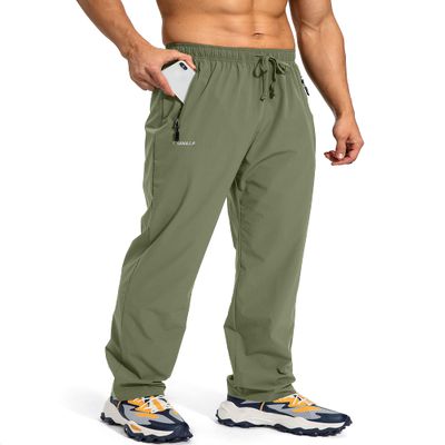 Pudolla Men's Workout Athletic Pants Elastic Waist Jogging Running Pants for Men with Zipper Pockets (Slate Green X-Large)