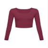 Long Sleeve Crop Tops for Women Workout Basic Clothes for Teen Ladies Fitted Slim Scoop Neck Cute Yoga Shirts (Purplish Red, Medium) view 1