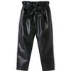 Oyolan Kids Girls Faux Leather Velvet Lining Pants with Bowknot Loose Fit Casual Thermal Warm Trousers Black 3-4 Years view 1
