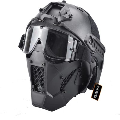 Tactical Fast Helmet Air Gun Steel Mesh Protective Mask and Goggles, for Hunting Paintball CS Game BB Gun Shooting