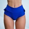 Women Sexy Yoga Ruffle Booty Shorts High Waist Pole Dance Disco Cheeky Bottoms Workout Exercise Active Butt Lifting Sports Fitness Biker Leggings Hot Pants Festival Rave Outfit Royal Blue XX-Large view 2