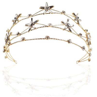 FERCAISH Rhinestone Crystal Wedding Crown, Star Hair Jewelry Bridal Headpiece, Hair Accessories for Christmas/Photography/Party, Princess Rhinestone Crown for Women