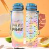 64HYDRO 32oz 1Liter Motivational Water Bottle with Time Marker, Faith Pray Tie Dye Christian Gifts Design - HLMZ1305002Z view 2