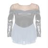 iiniim Women's Shiny Metallic Figure Ice Skating Dress Sheer Mesh Gymnastics Ballet Leotard Dancewear Silver X-Large view 3