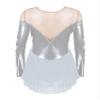 iiniim Women's Shiny Metallic Figure Ice Skating Dress Sheer Mesh Gymnastics Ballet Leotard Dancewear Silver X-Large view 4