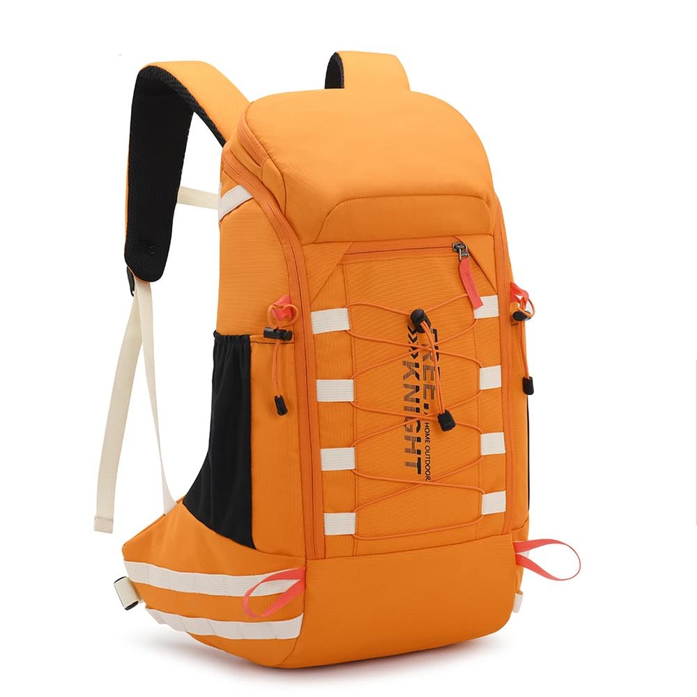 Bseash 40L Waterproof Hiking Camping Backpack with Rain Cover, Outdoor Sport Travel Daypack Rucksack for Skiing Cycling (Orange)