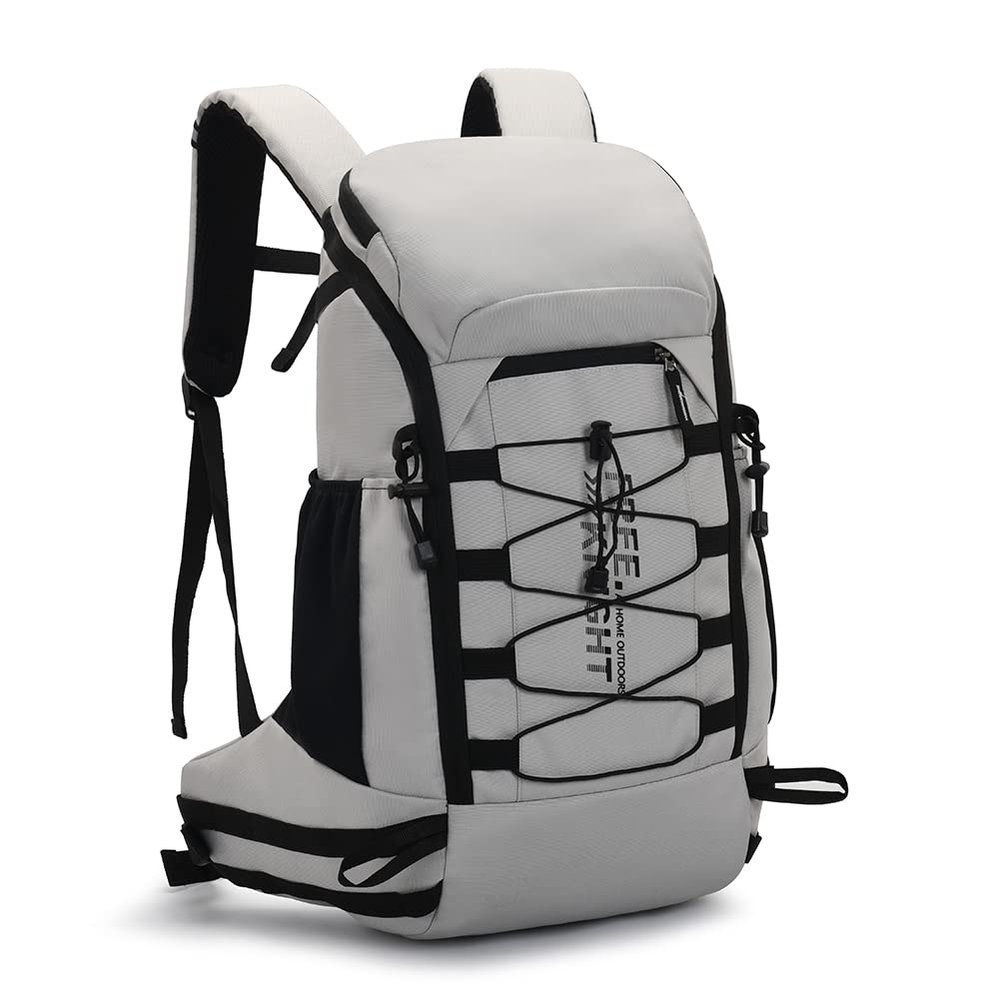 Bseash 40L Waterproof Hiking Camping Backpack with Rain Cover, Outdoor Sport Travel Daypack Rucksack for Skiing Cycling (Gray)