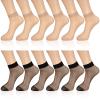Geyoga 12 Pairs Sheer Ankle Socks Thin Nylon Transparent Ankle High Hosiery Socks Short Dress Stockings for Women(Medium,Black, Nude Color) view 1