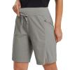 baleaf Women's Bermuda Shorts 9" Quick Dry Hiking Long Cargo for Curvy Lightweight Knee Length Shorts w Pockets Grey Size L view 1