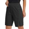 baleaf Women's 9 Hiking Long Shorts Quick Dry Bermuda Cargo for Curvy Lightweight Knee Length Shorts w Pockets Black Size XXL view 1