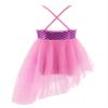 Daenrui Kids Girls Shiny Dance Dress Leotard Irregular Ruffles Skirts Ballet Lyrical Dance Praise Dresses Pink 4 Years view 2