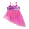 Daenrui Kids Girls Shiny Dance Dress Leotard Irregular Ruffles Skirts Ballet Lyrical Dance Praise Dresses Pink 4 Years view 3