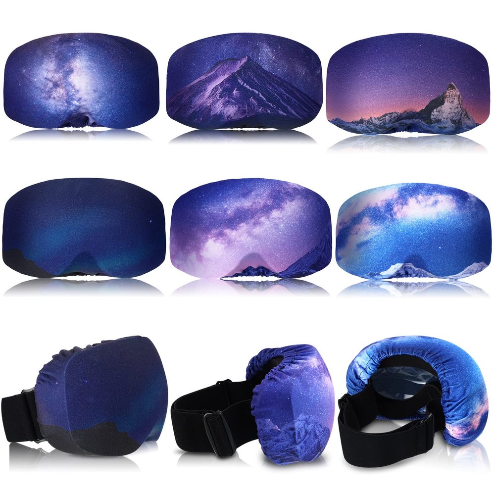 Civaner Ski Snowboard Goggle Cover Sleeve, Goggle Cover Microfiber Protective Lens Scratch Dust Protection for Travel Apres (Night Sky, 6 Pieces)