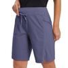 baleaf Women's Hiking Long Shorts 9" Quick Dry Hiking Bermuda Cargo for Curvy Lightweight Knee Length Shorts Pockets Blue Size XXL view 1