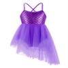 Daenrui Kids Girls Shiny Dance Dress Leotard Irregular Ruffles Skirts Ballet Lyrical Dance Praise Dresses Purple 4 Years view 1