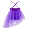 Daenrui Kids Girls Shiny Dance Dress Leotard Irregular Ruffles Skirts Ballet Lyrical Dance Praise Dresses Purple 4 Years view 2