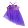 Daenrui Kids Girls Shiny Dance Dress Leotard Irregular Ruffles Skirts Ballet Lyrical Dance Praise Dresses Purple 4 Years view 3