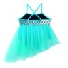 Daenrui Kids Girls Shiny Dance Dress Leotard Irregular Ruffles Skirts Ballet Lyrical Dance Praise Dresses Mint Green 4 Years view 4