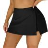 ANFILIA Women's High Waisted Swim Skirt Tummy Control Swim Bottom Swimsuit Bikini Bottom Built-in Swim Short Black M view 1