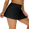 ANFILIA Women's High Waisted Swim Skirt Tummy Control Swim Bottom Swimsuit Bikini Bottom Built-in Swim Short Black M view 2