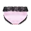 ACSUSS Men's Silky Satin Sissy Bowknot Lace Knickers Feminine Briefs Underwear 2# Pink Large view 3