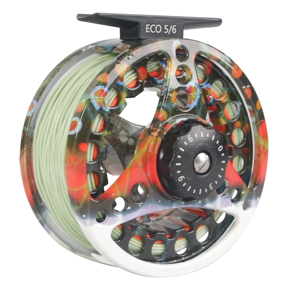 M MAXIMUMCATCH Maxcatch ECO Large Arbor Fly Fishing Reel (3/4wt 5/6wt 7/8wt) and Pre-Loaded Fly Reel with Line Combo (Brook Trout Fly Reel Loaded Moss Green Line,7/8 Weight)