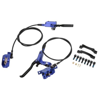 Alomejor 4 Piston Front Rear Hydraulic Disc Brake Mountain CNC Bilateral Oil Brake Oil Pressure Caliper Hydraulic Disc Brake Assembly Set(Blue)
