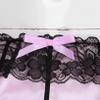 ACSUSS Men's Silky Satin Sissy Bowknot Lace Knickers Feminine Briefs Underwear 2# Pink XX-Large view 4