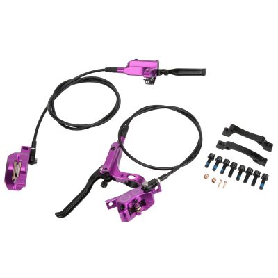 Alomejor 4 Piston Front Rear Hydraulic Disc Brake Mountain CNC Bilateral Oil Brake Oil Pressure Caliper Hydraulic Disc Brake Assembly Set()