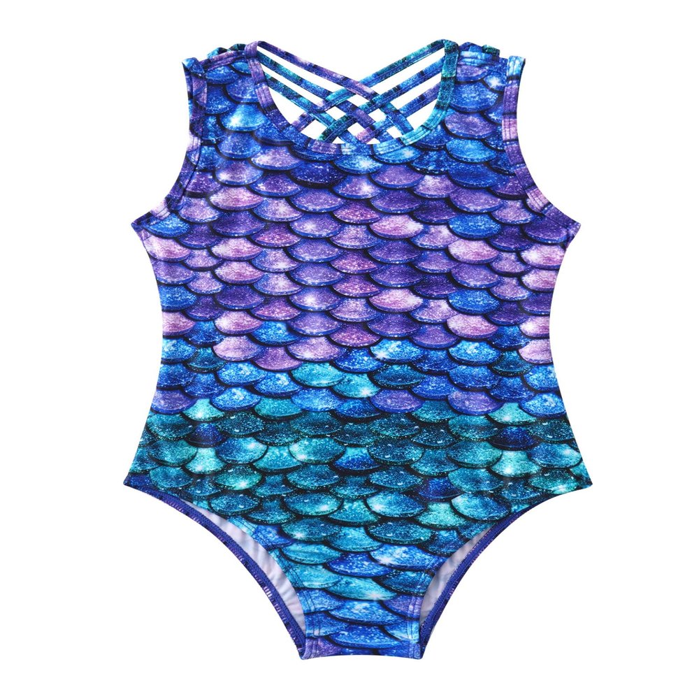 Daenrui Kids Girls Printed Sleeveless Ballet Dance Costume Gymnastics Leotard Athletic Unitards Activewear Fish Scales 16 Years