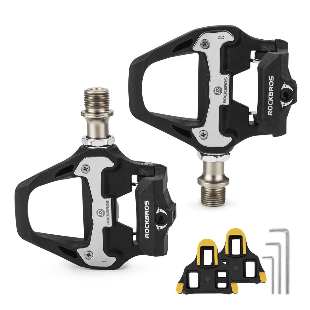 ROCKBROS Road Bike Pedals Lightweight Clipless Bicycle Pedals with Cleats Set Compatible with SPD-SL System