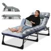 LILYPELLE Portable Folding Camping Cot, Adjustable 4-Position Adults Reclining Chaise with Pillow, Outdoor Portable Lounge Chair Sleeping Cot for Camping, Pool, Beach, Patio view 1