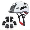 Atphfety Kids Helmet Set,Toddler Helmet for Boys Girls Age 1+ with Knee Elbow Pads Wrist Guards for Bike Skating Skateboard Cycling Scooter Rollerblading (S:50 cm - 54cm/19.7-21.2 inch, Bat-White) view 1