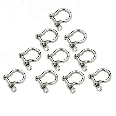 Stainless Steel Bow Shackle, Silver Color,for Paracord Jewelry, Marine Grade Sailing Rigging Shackles,10 Pieces (5mm)